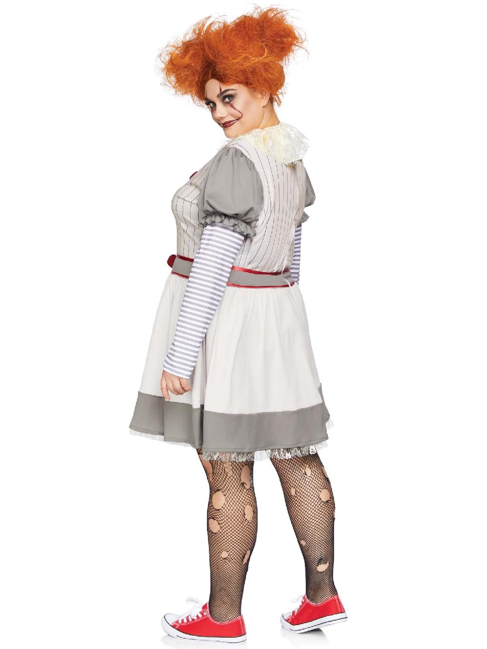 Leg Avenue Plus Creepy Clown Costume Grey/Red