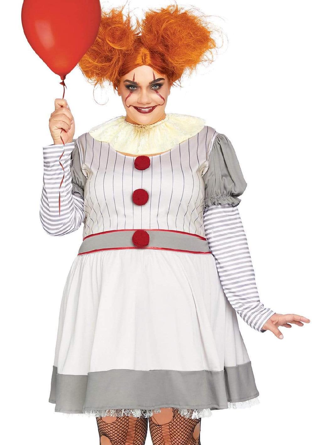 leg avenue Plus Creepy Clown Costume Grey/Red