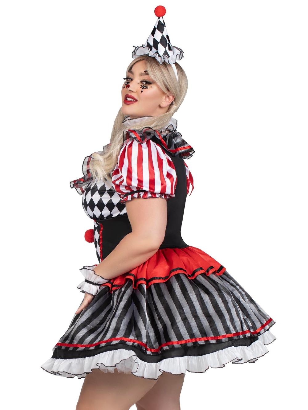 Leg Avenue Plus Darling Harlequin Costume Black
