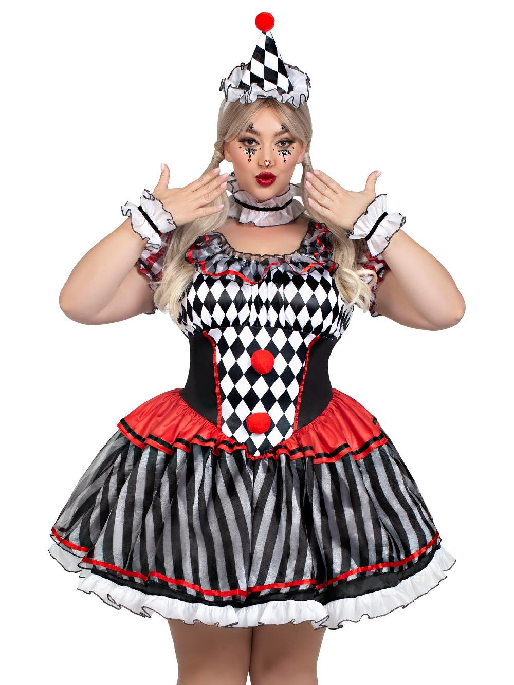 Leg Avenue Plus Darling Harlequin Costume Black