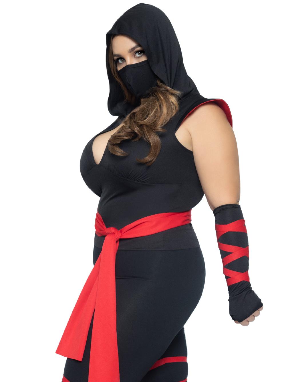 Leg Avenue Plus Deadly Ninja Costume Black/Red