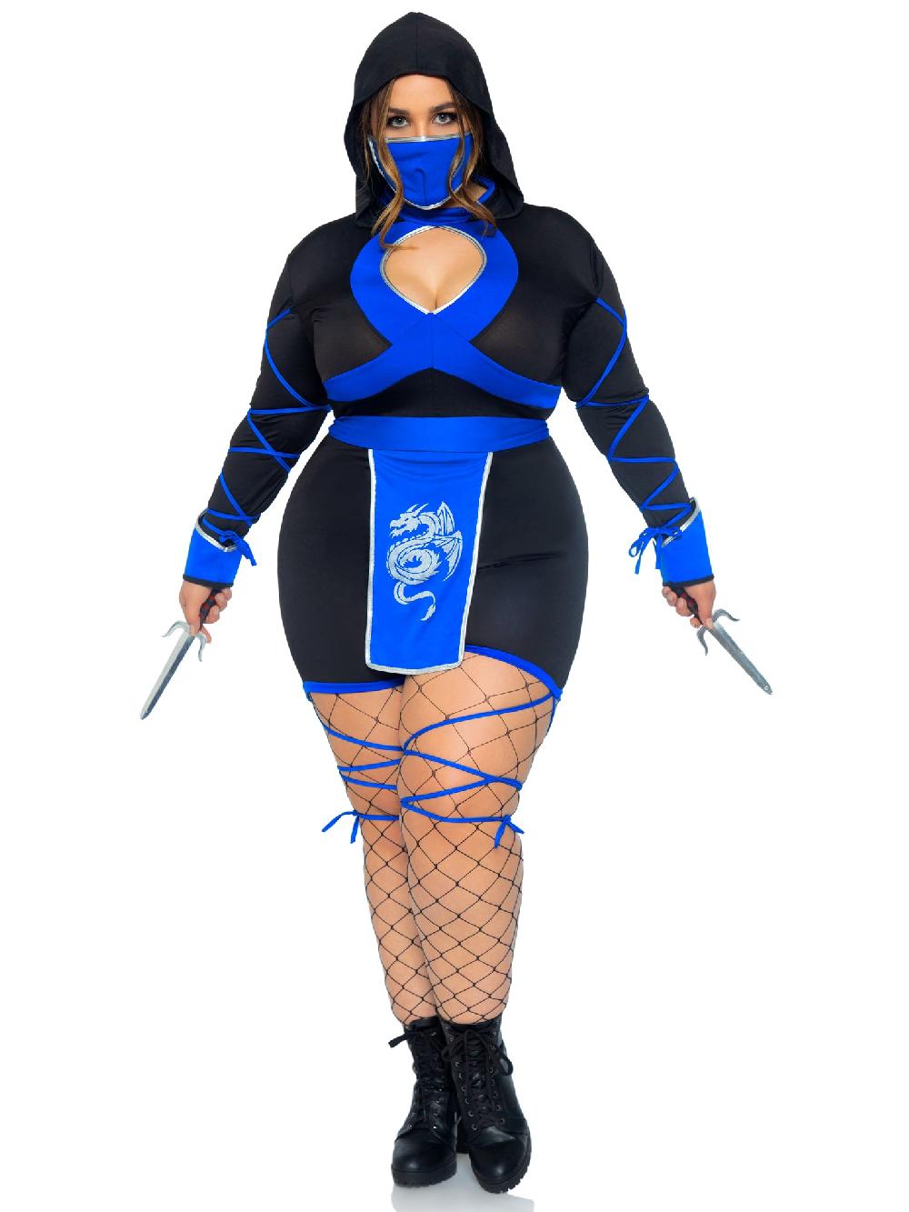 Leg Avenue Plus Dragon Ninja Costume Black/Blue