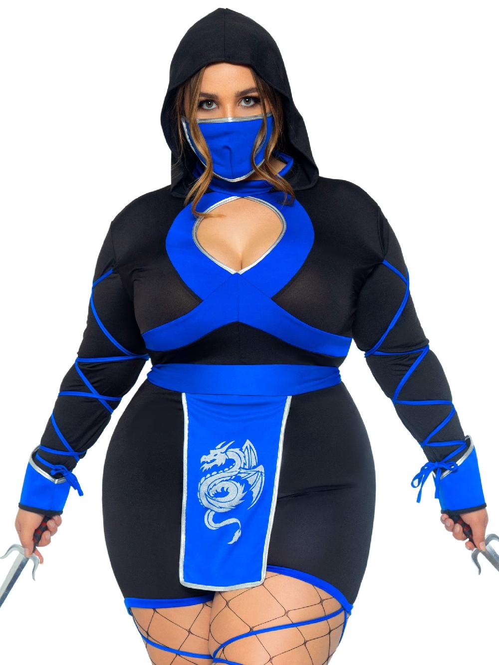 leg avenue Plus Dragon Ninja Costume Black/Blue