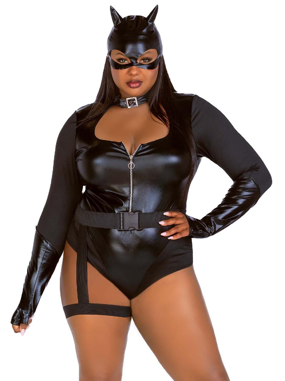 leg avenue Plus Fierce Feline Costume Black