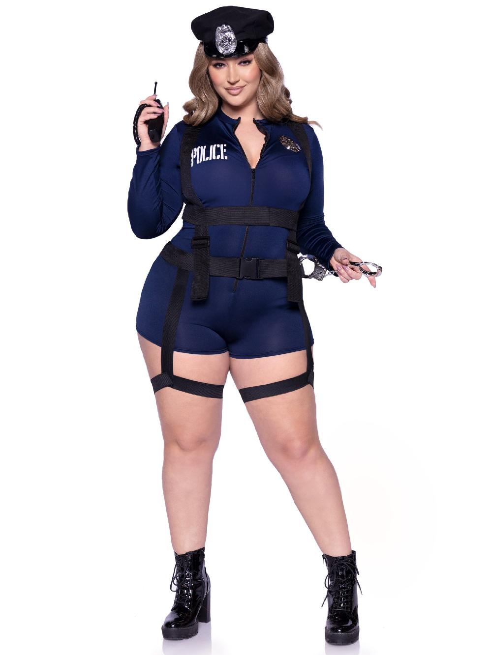 Leg Avenue Plus Handcuff Hottie Cop Costume Blue