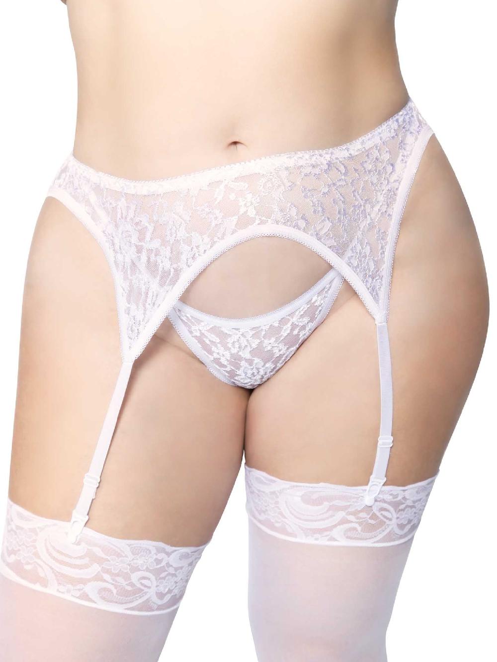 leg avenue Plus Lolita Garter Belt & Thong Set White