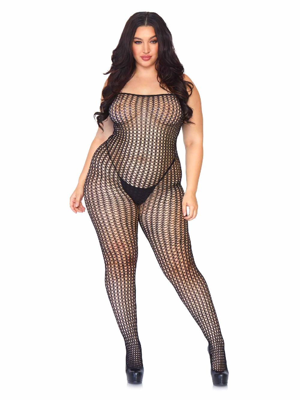 Leg Avenue Plus Love Game Net Bodystocking Black