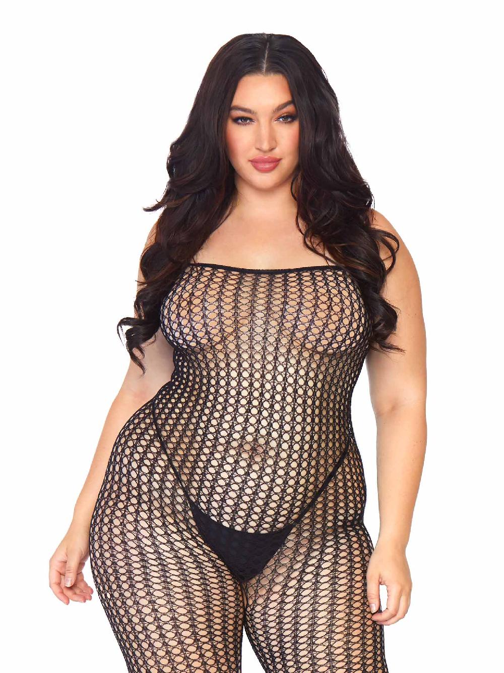 leg avenue Plus Love Game Net Bodystocking Black
