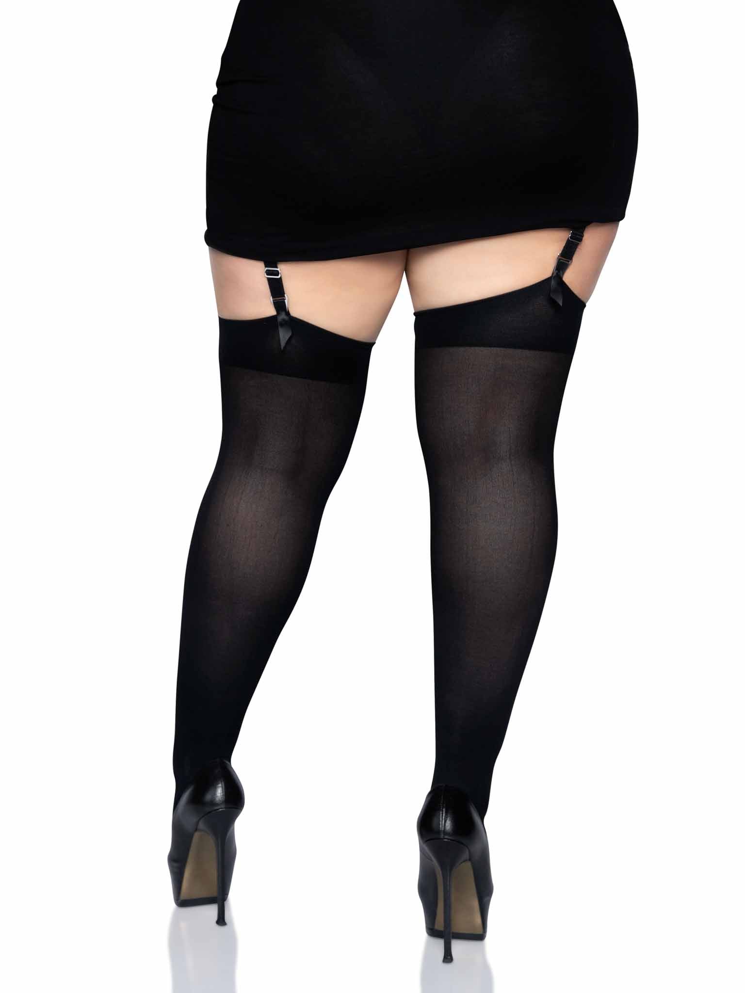 Leg Avenue Plus Luna Thigh High Stockings Black