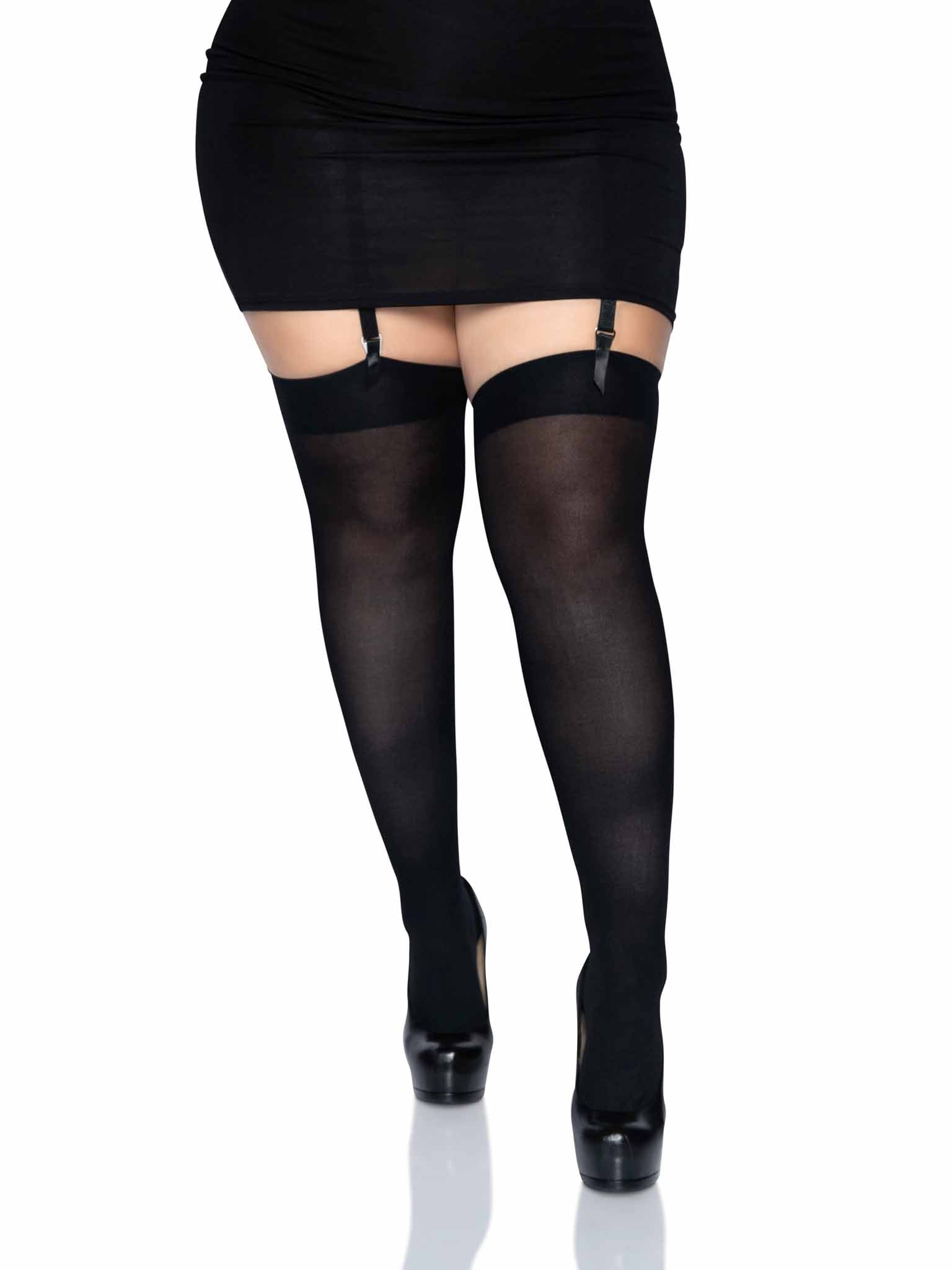 leg avenue Plus Luna Thigh High Stockings Black