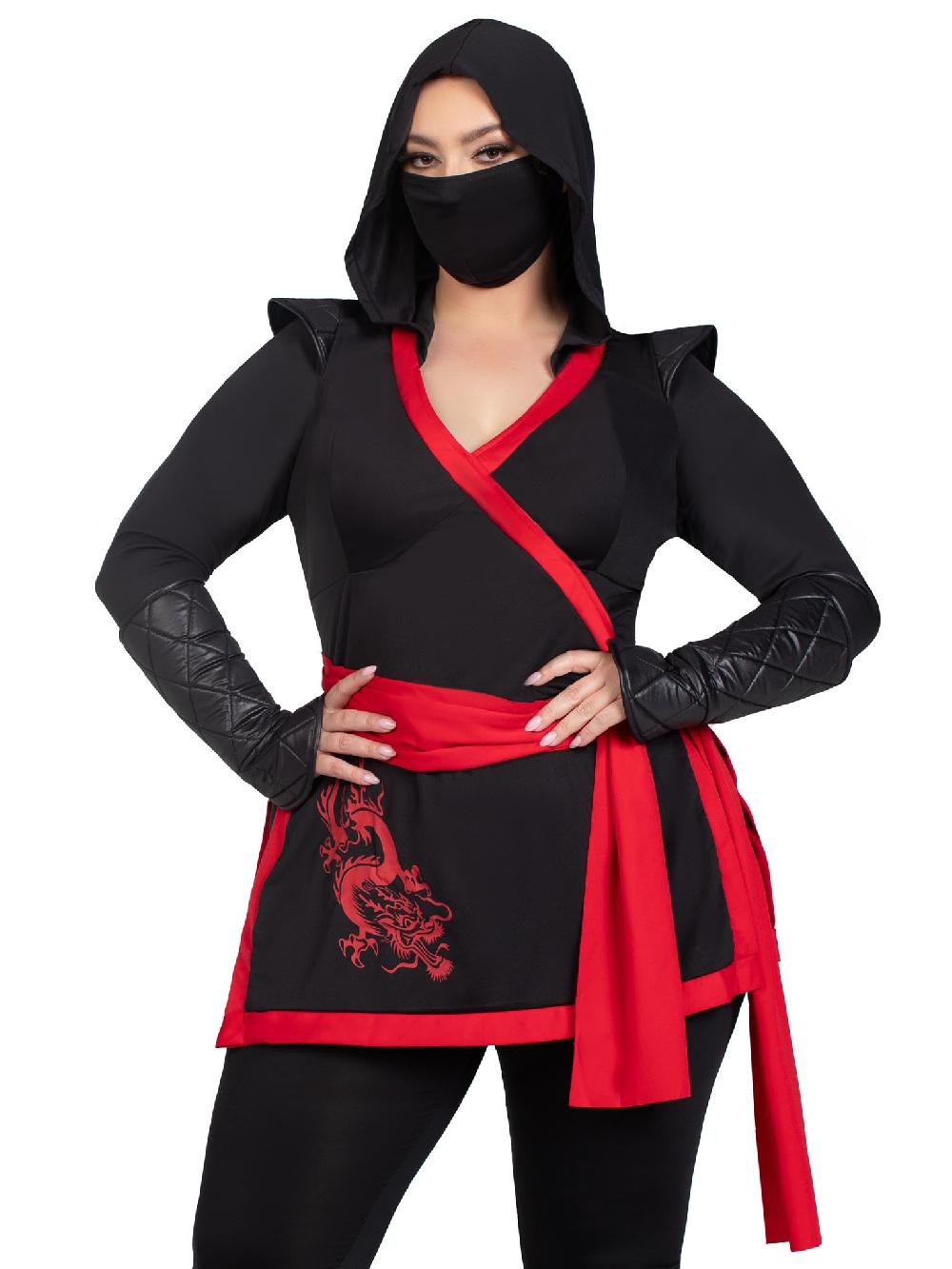 Leg Avenue Plus Ninja Assassin Costume Black/Red