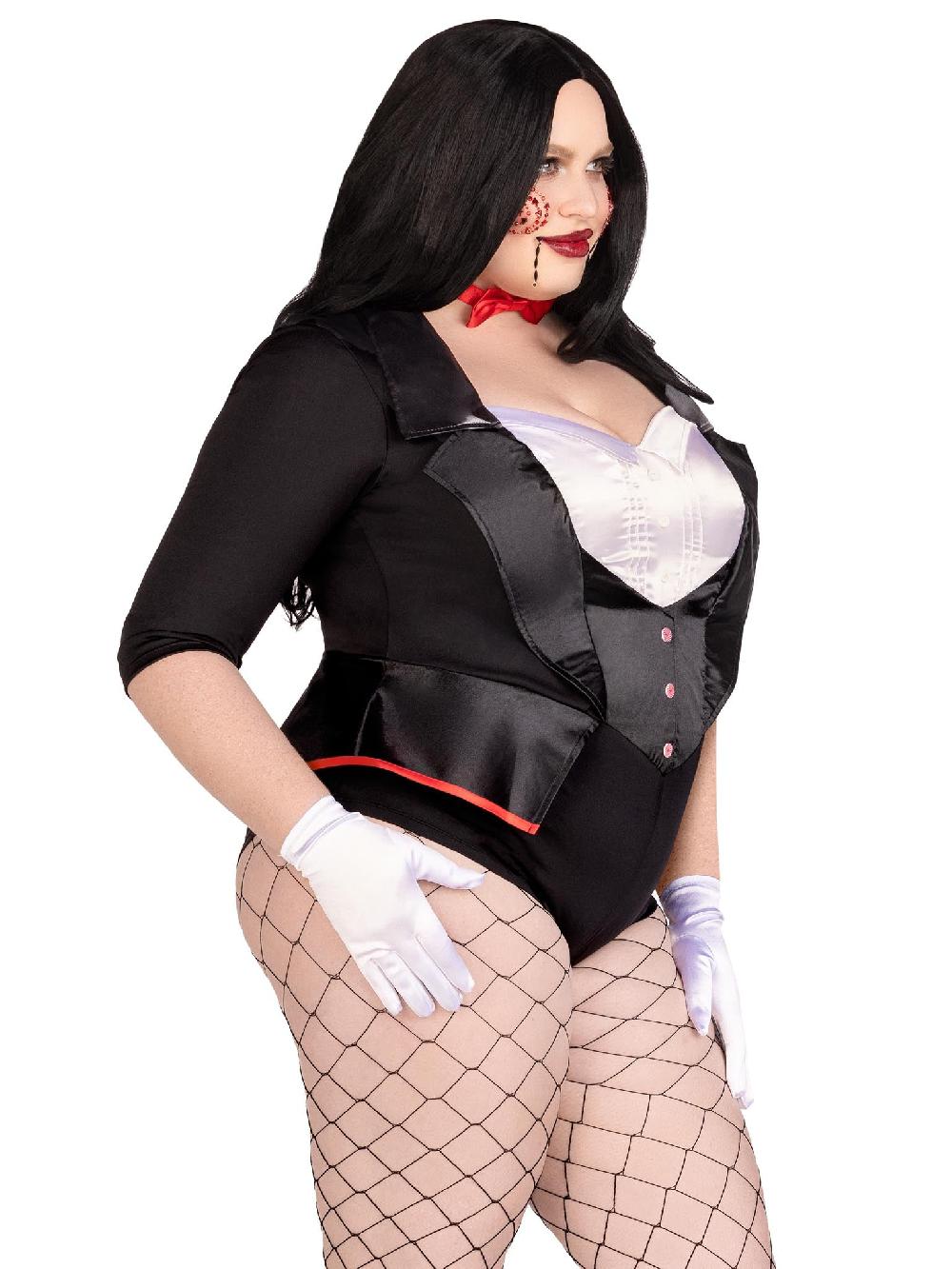 Leg Avenue Plus Pretty Puppet Costume Black/White