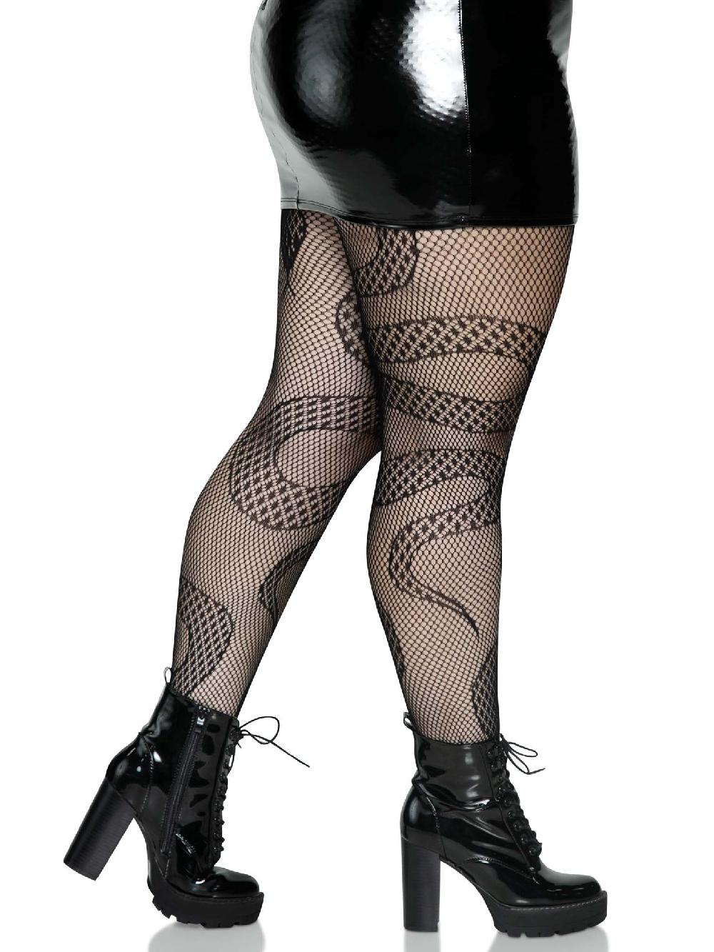 Leg Avenue Plus Snake Net Tights Black