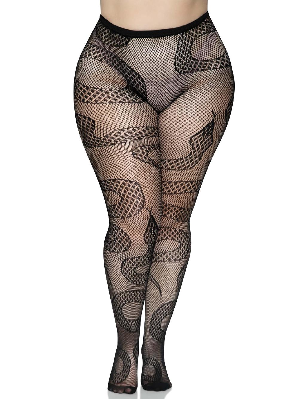Leg Avenue Plus Snake Net Tights Black