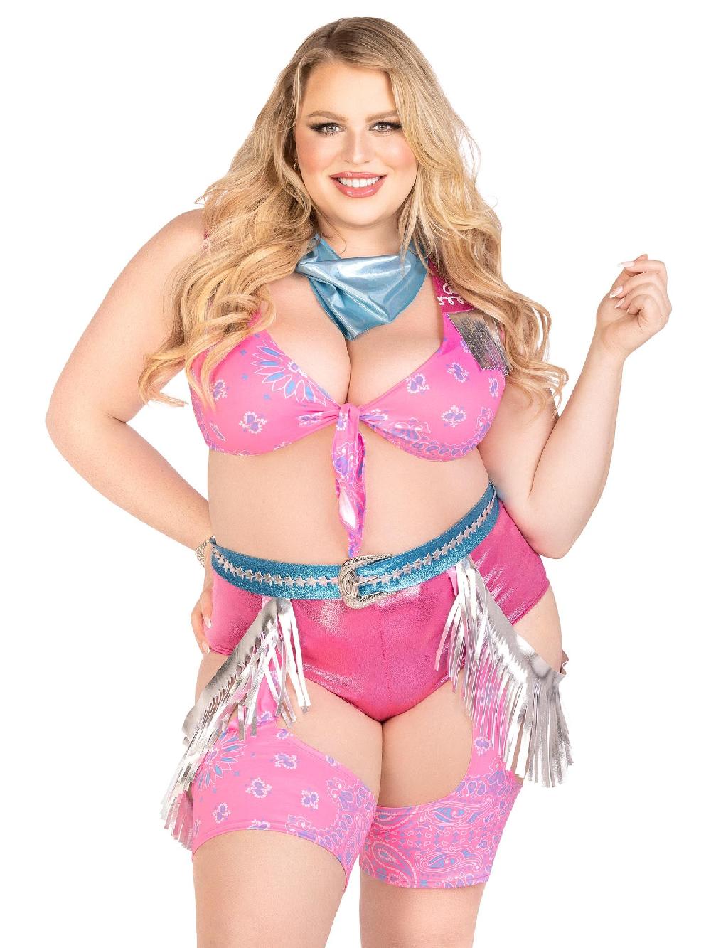 Leg Avenue Plus Space Cowgirl Costume Pink/Silver