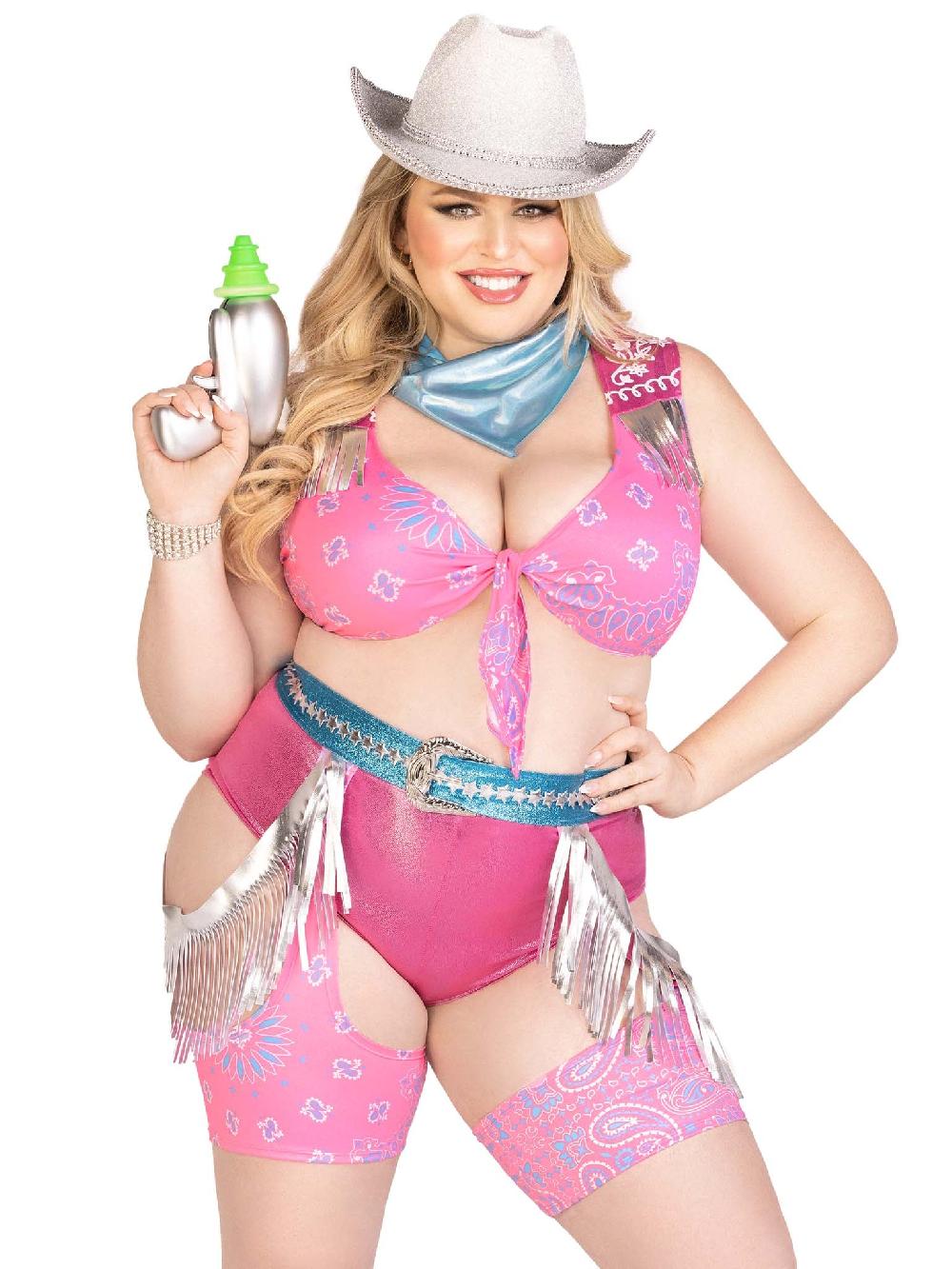leg avenue Plus Space Cowgirl Costume Pink/Silver