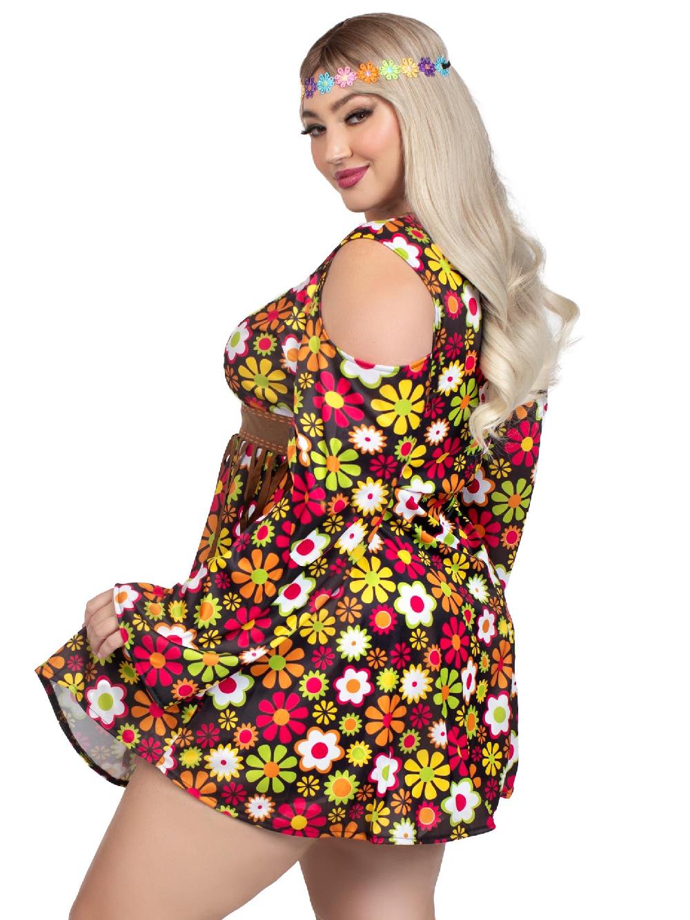 Leg Avenue Plus Starflower Hippie Costume Brown
