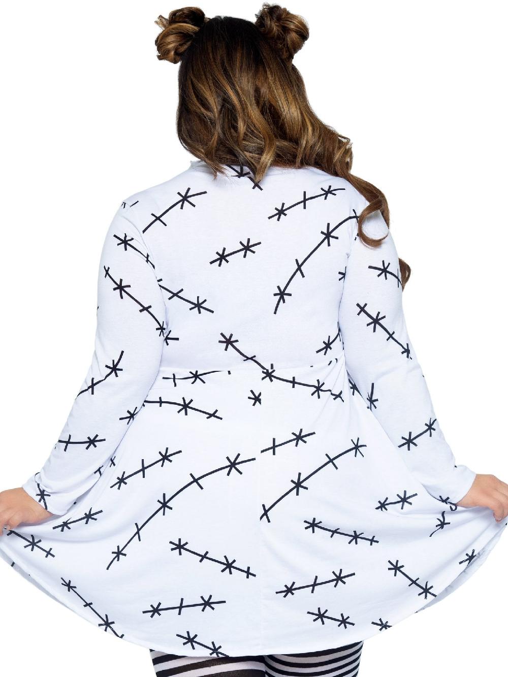 Leg Avenue Plus Stitch T-Shirt Dress White/Black