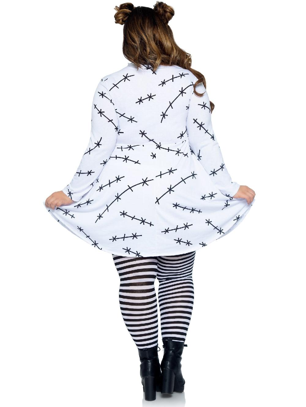 Leg Avenue Plus Stitch T-Shirt Dress White/Black