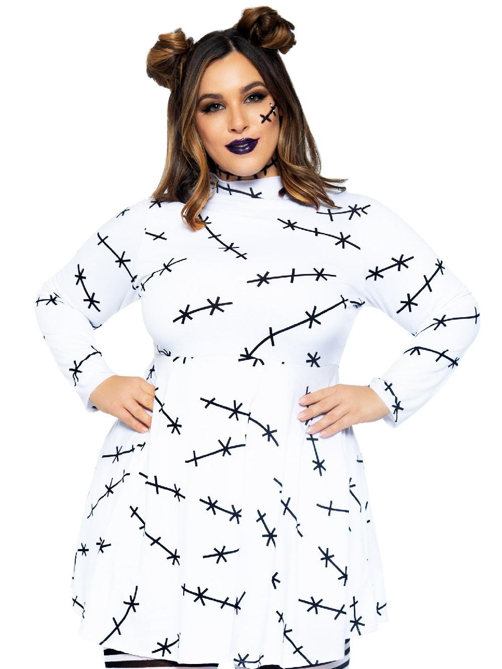 leg avenue Plus Stitch T-Shirt Dress White/Black