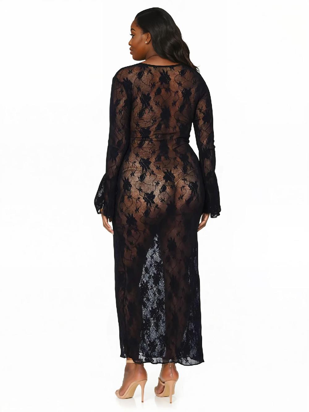 Leg Avenue Plus Unlimited Love Lace Dress Black