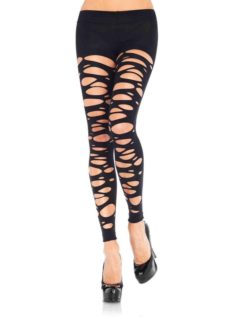Leg Avenue Posy Tattered Footless Tights Black