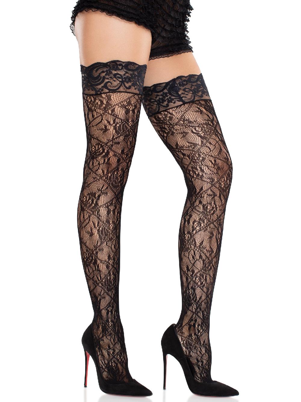 Leg Avenue Primrose Lace Thigh Highs Black