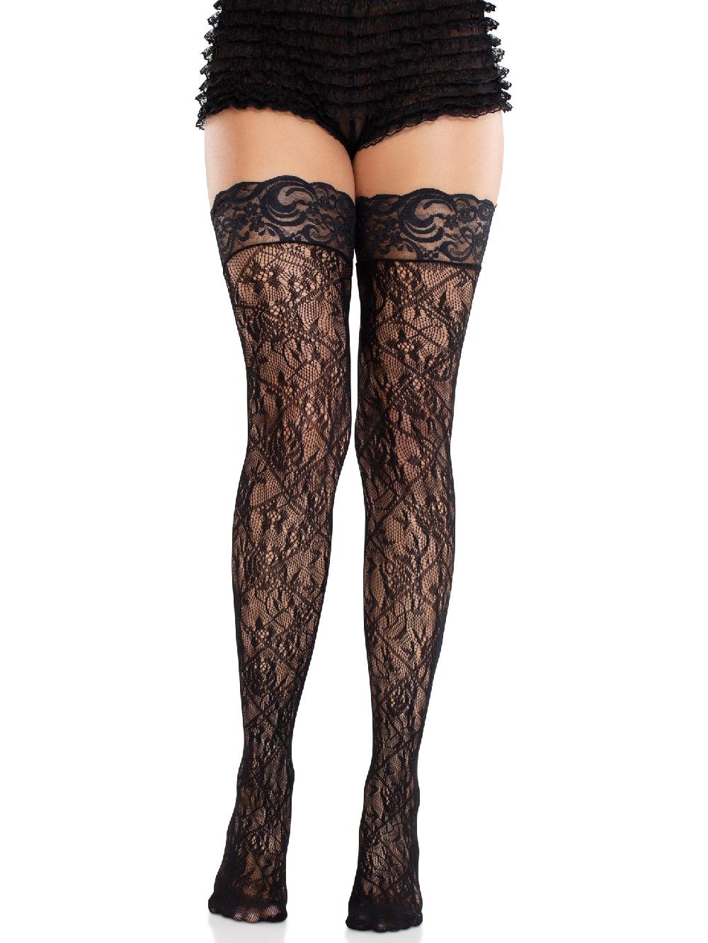 Leg Avenue Primrose Lace Thigh Highs Black