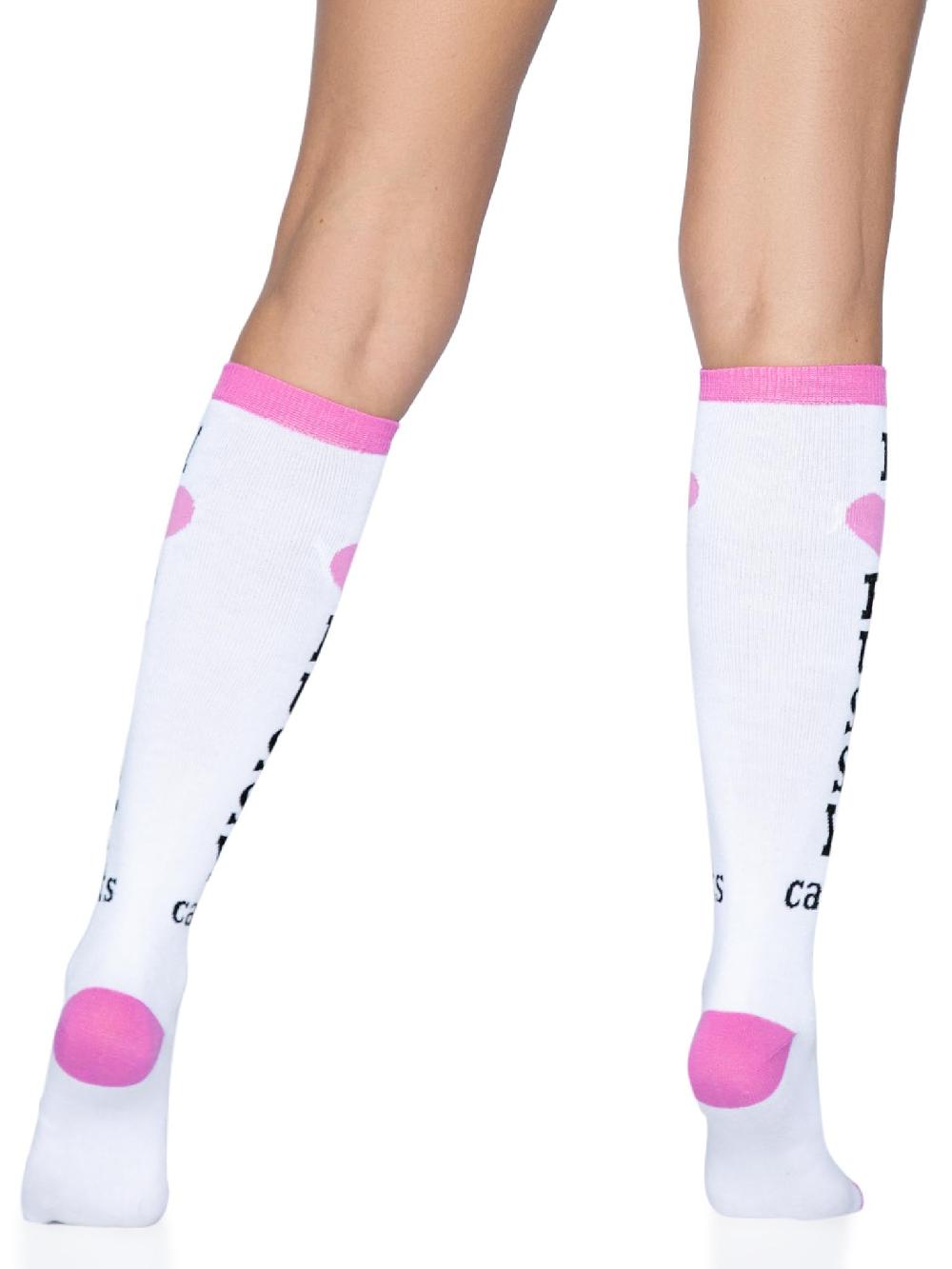 Leg Avenue Pussycat Knee High Socks White/Pink