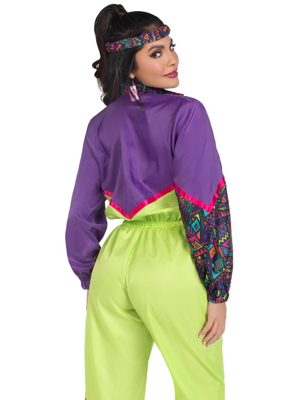 Leg Avenue Rad 80s Tracksuit Costume Purple/Green