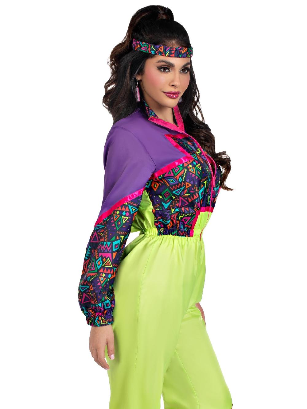 Leg Avenue Rad 80s Tracksuit Costume Purple/Green