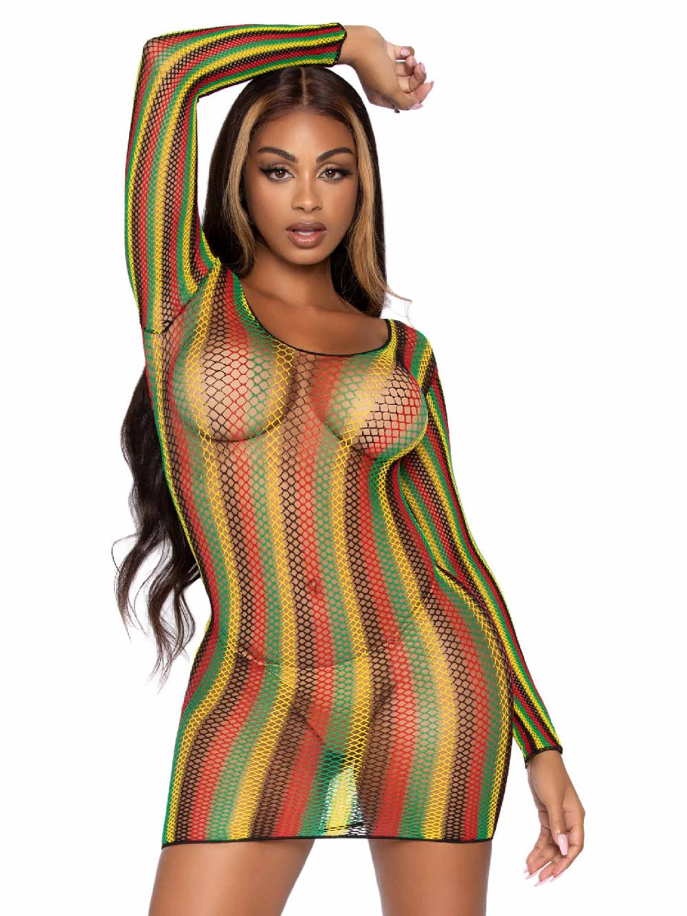 leg avenue Rasta Net Mini Dress Rasta