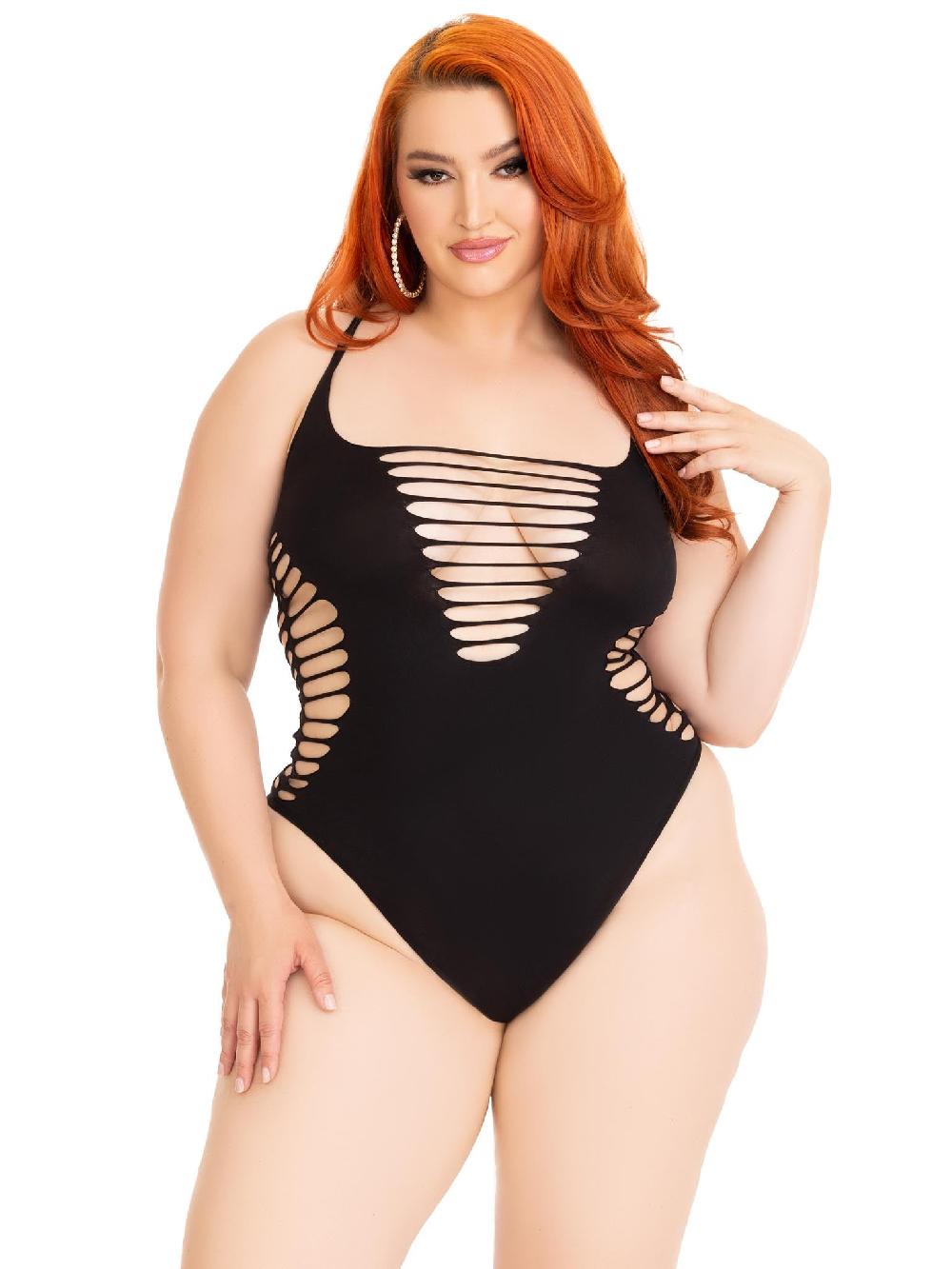 leg avenue Reckless Behavior Plus Bodysuit Black