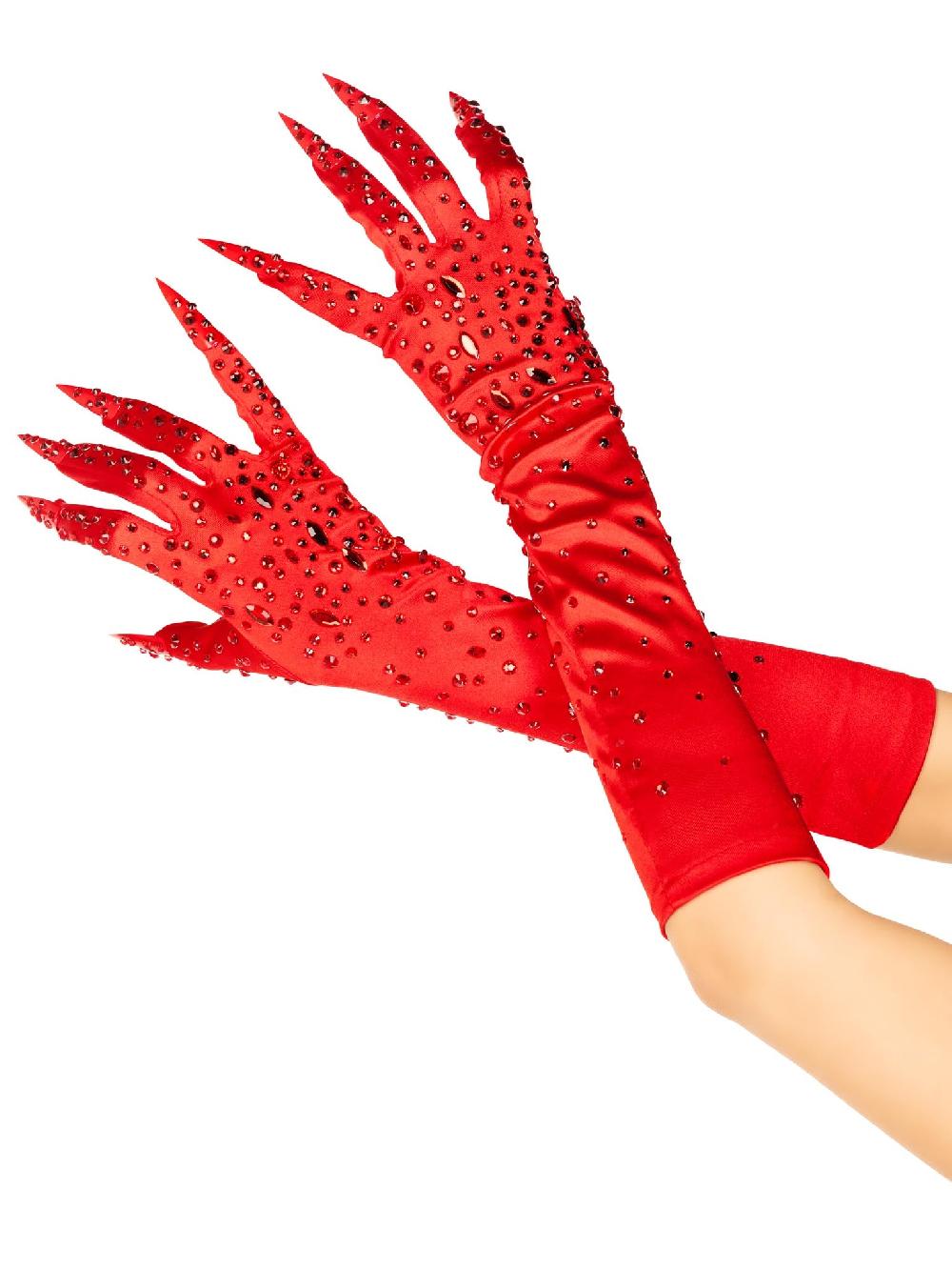 leg avenue Rhinestone Claw Gloves Black