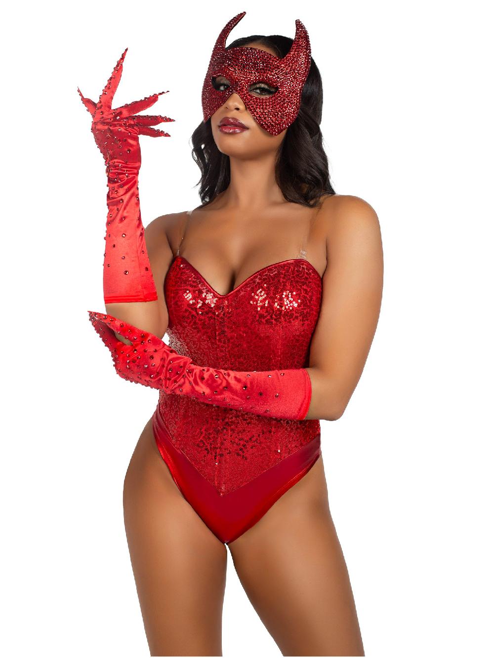 Leg Avenue Rhinestone Devil Mask Red