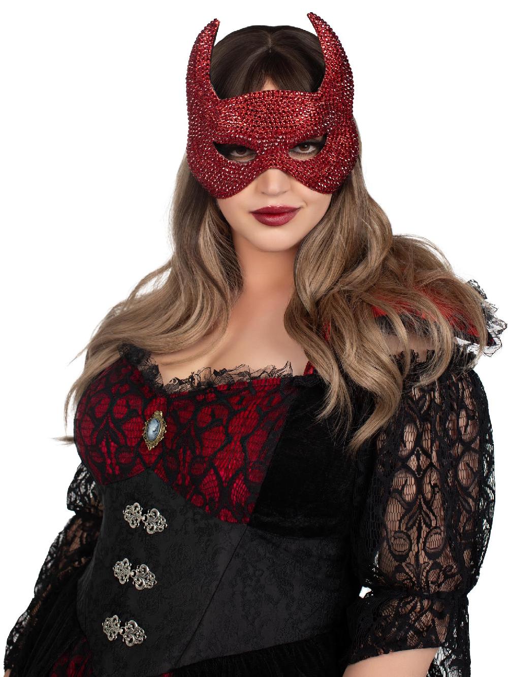Leg Avenue Rhinestone Devil Mask Red