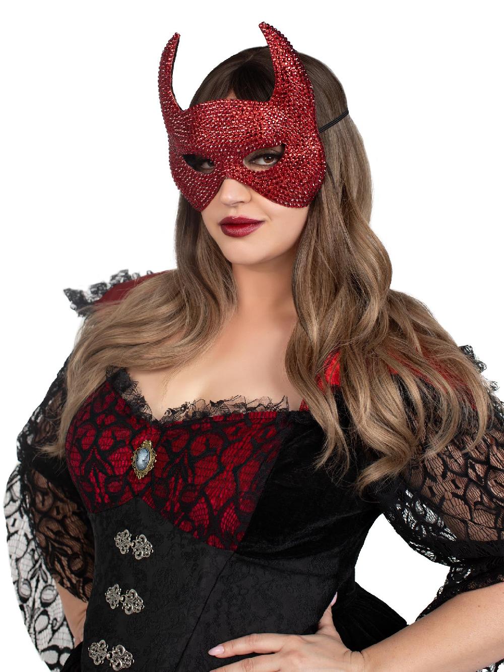 Leg Avenue Rhinestone Devil Mask Red