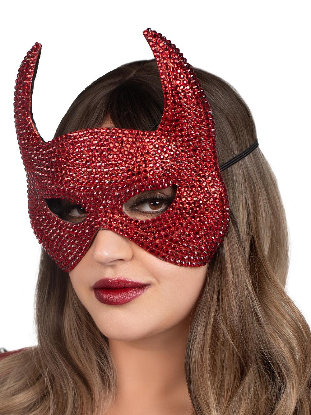 leg avenue Rhinestone Devil Mask Red