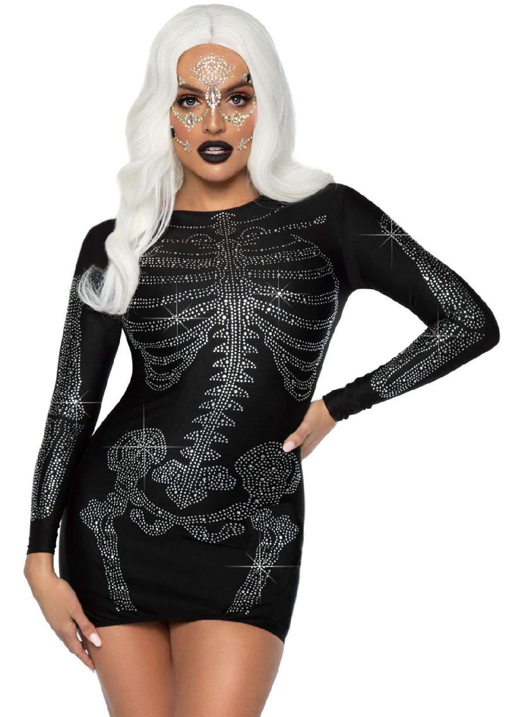 leg avenue Rhinestone Skeleton Dress Black