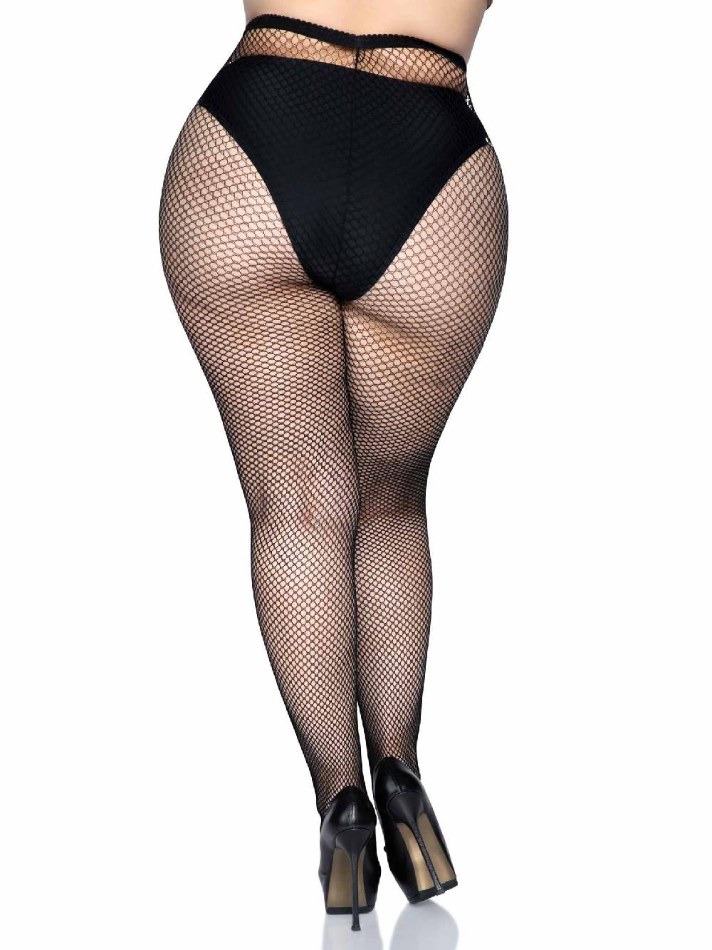 Leg Avenue Risa Plus Nylon Fishnet Tights Black