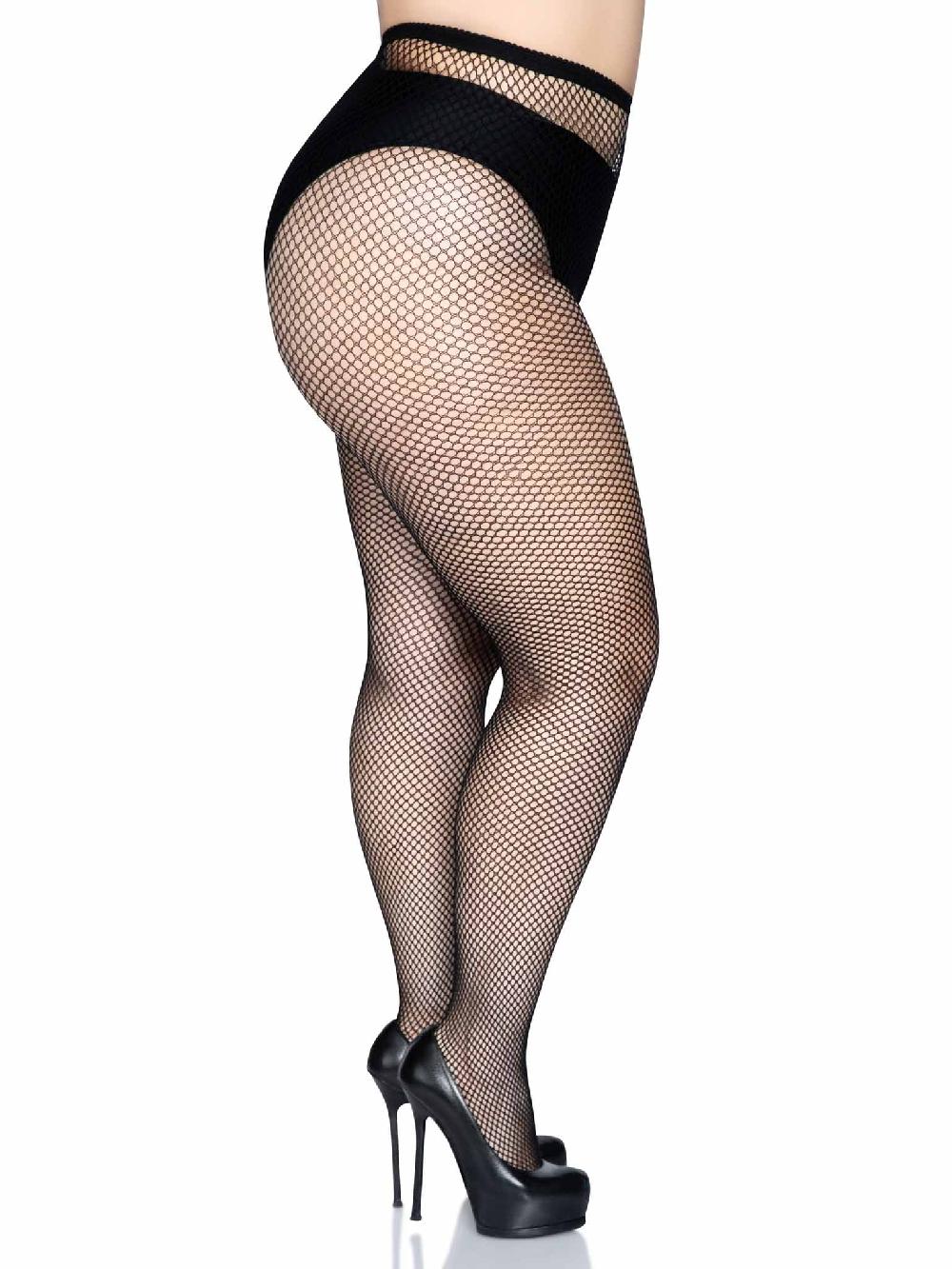 Leg Avenue Risa Plus Nylon Fishnet Tights Black