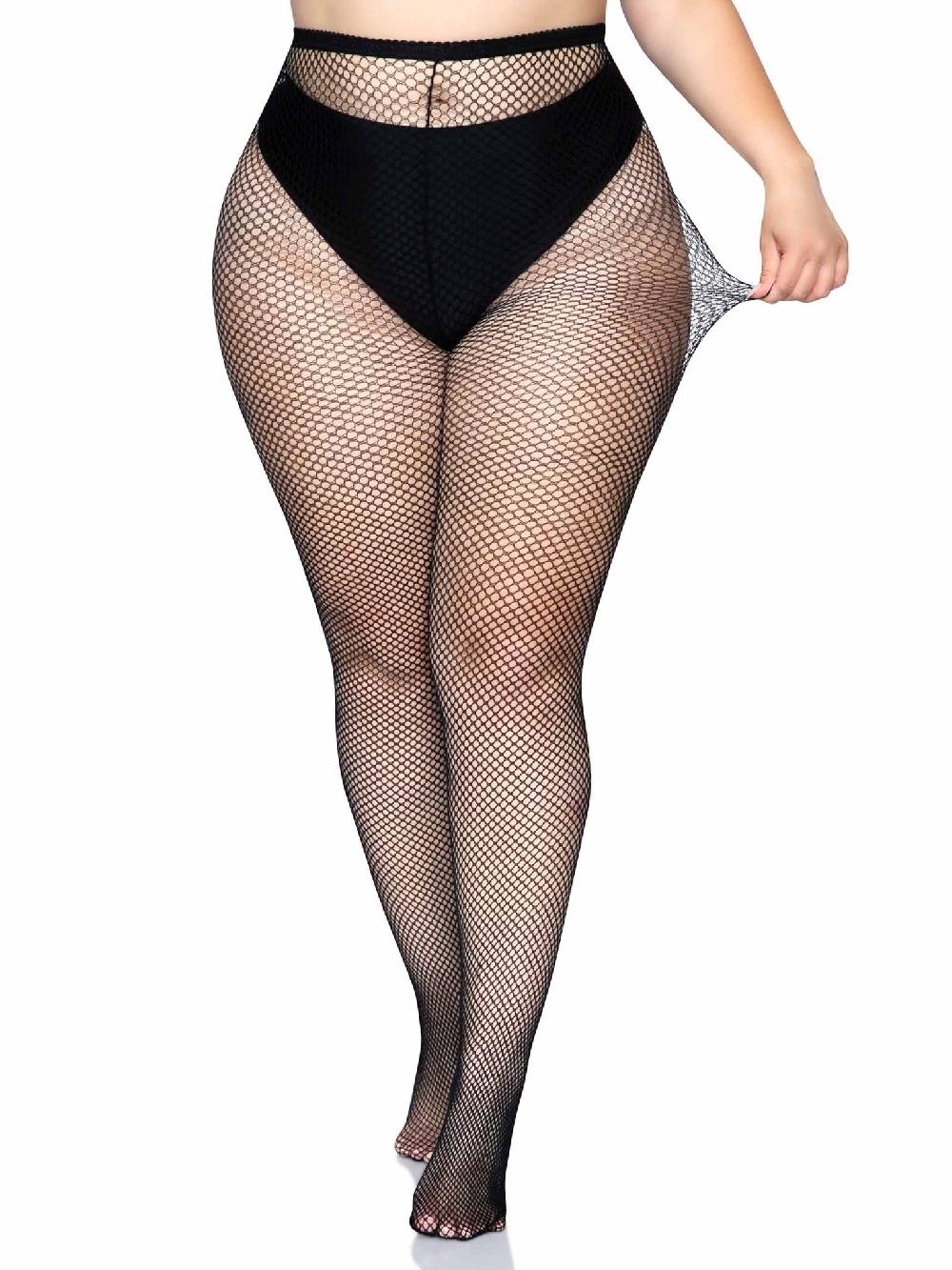 Leg Avenue Risa Plus Nylon Fishnet Tights Black