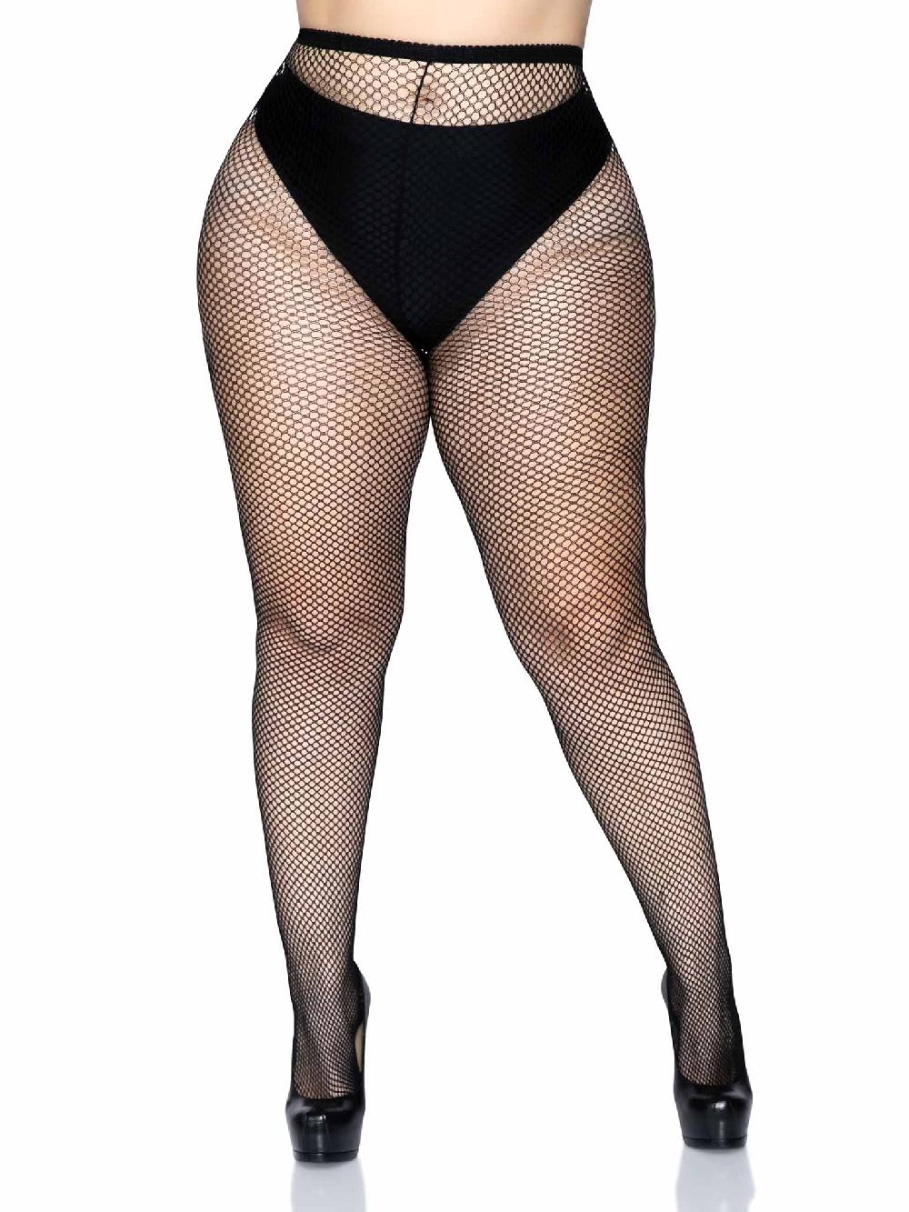 leg avenue Risa Plus Nylon Fishnet Tights Black