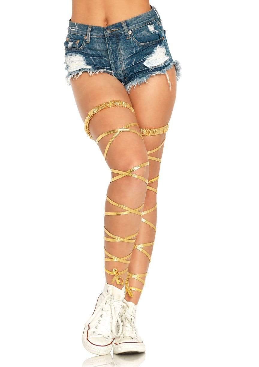 leg avenue Sara Lamé Garter Leg Wraps Gold