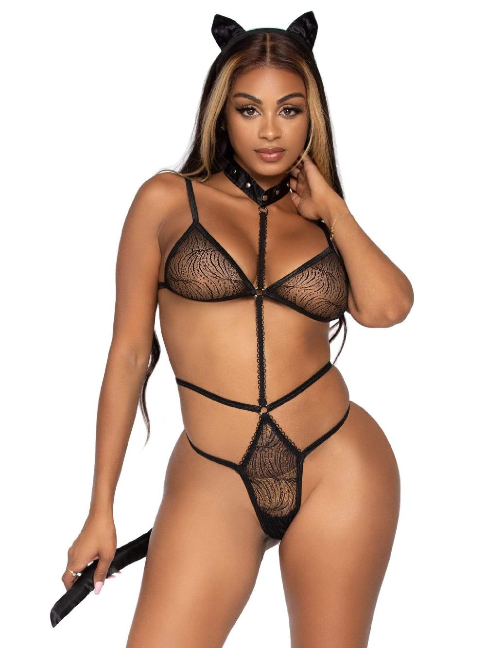 leg avenue Sex Kitten Bedroom Costume Set Black