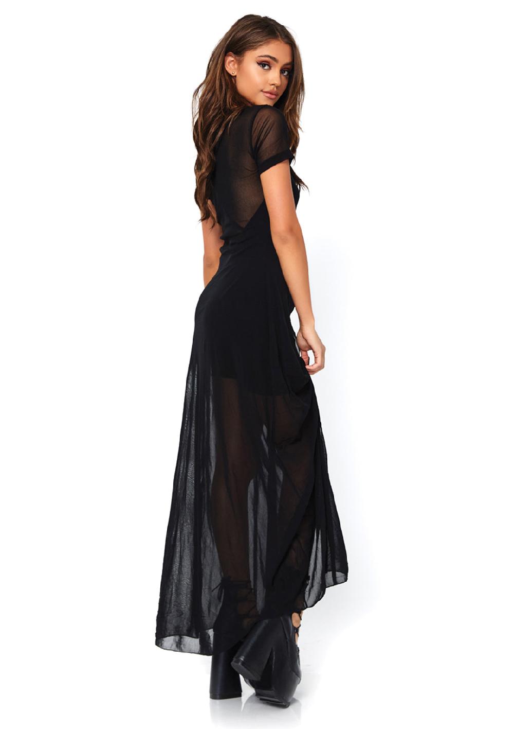 Leg Avenue Sheer Maxi Dress Black