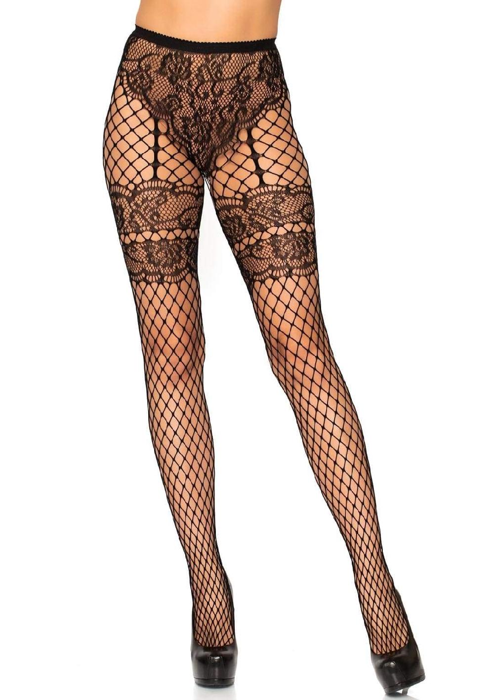 leg avenue Sheila Faux Garter Tights Black