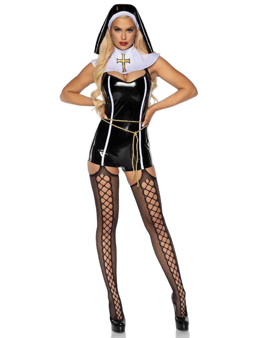 Leg Avenue Sinful Sister Nun Costume Black