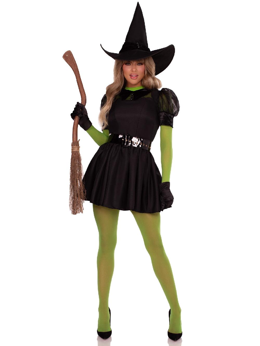 Leg Avenue Snap Crotch Sheer Bodysuit Set Green