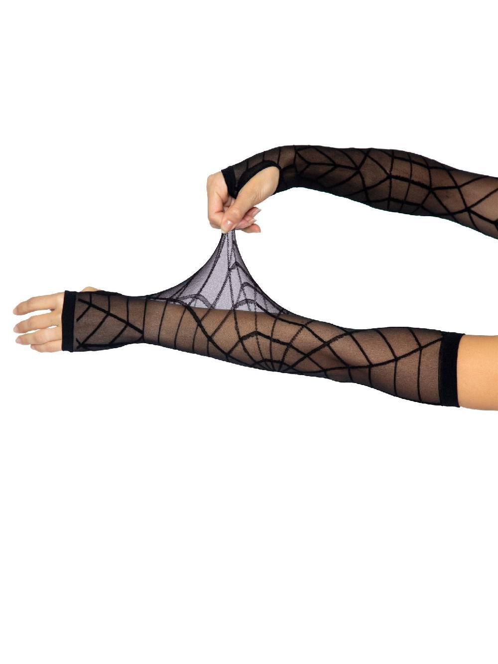 Leg Avenue Spider Web Arm Warmer Gloves Black